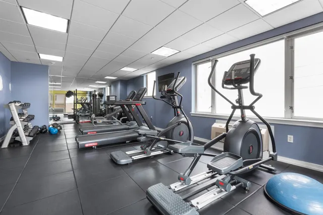 a view of a room with gym equipment