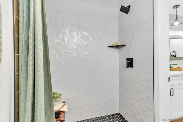 a bathroom with a shower