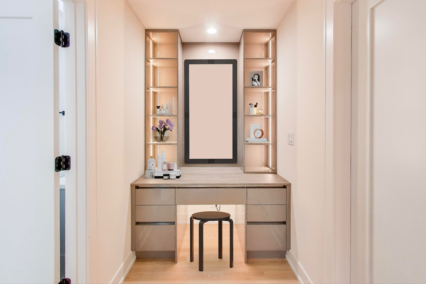 73 Augusta Drive Deerfield, IL 60015 - Photo 24 of 39 a bathroom with a granite countertop sink and a mirror