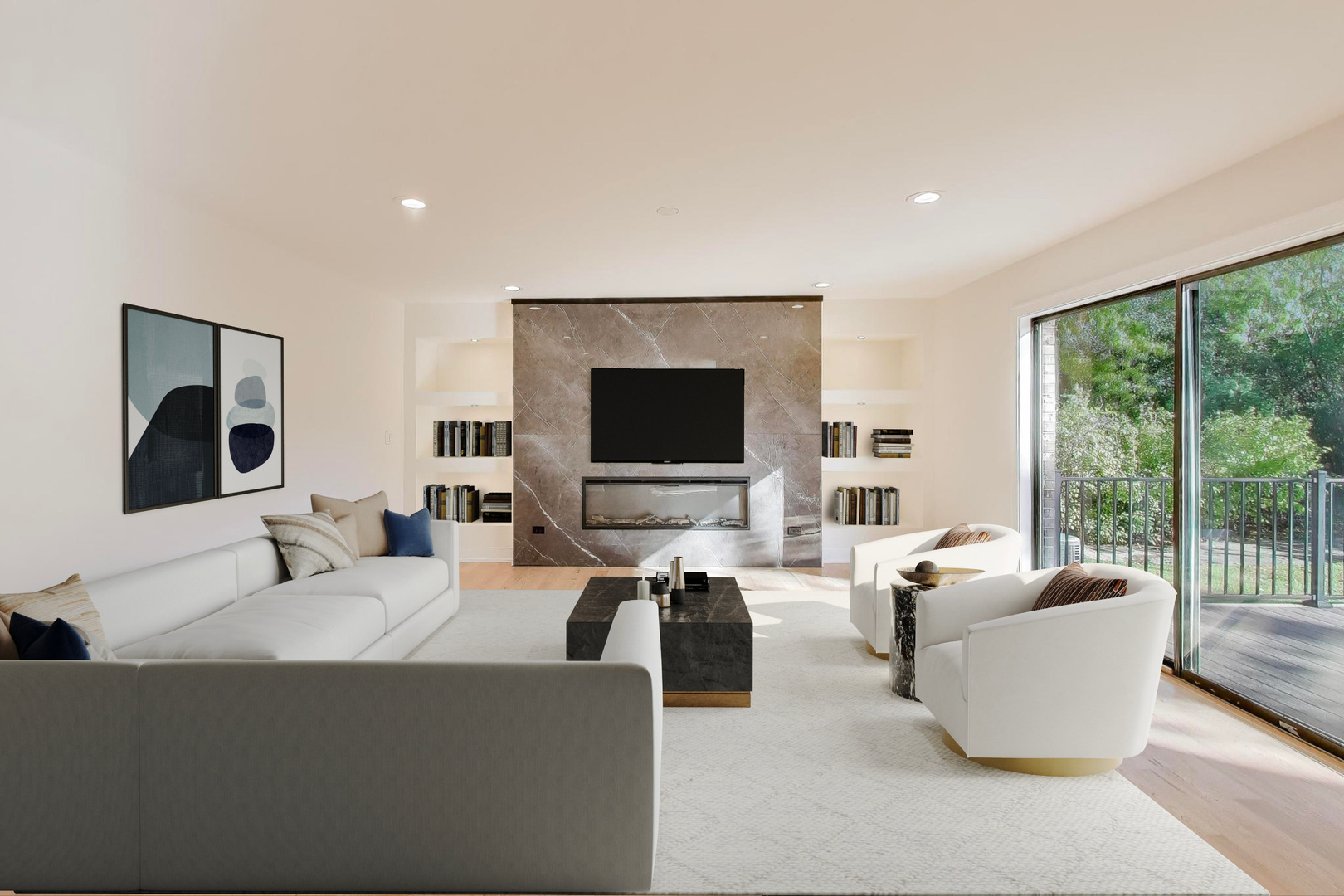 73 Augusta Drive Deerfield, IL 60015 - Photo 8 of 39 a living room with furniture and a flat screen tv