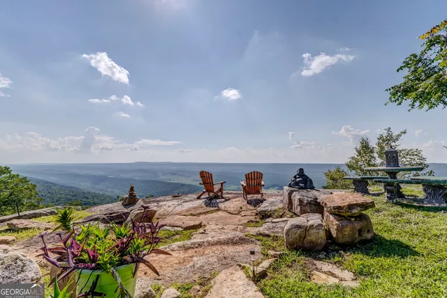 a view of lake and mountain