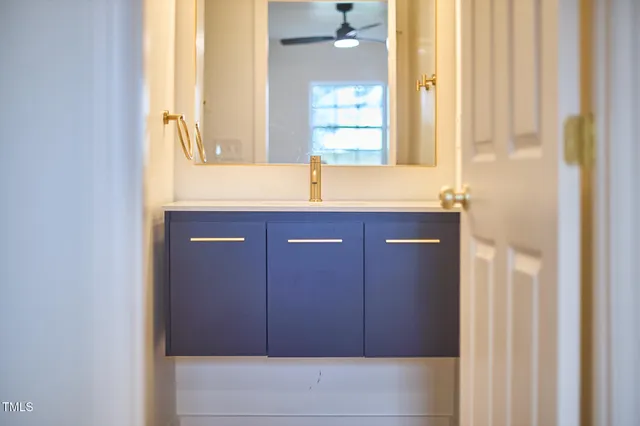 an aerial view of a house with outdoor space