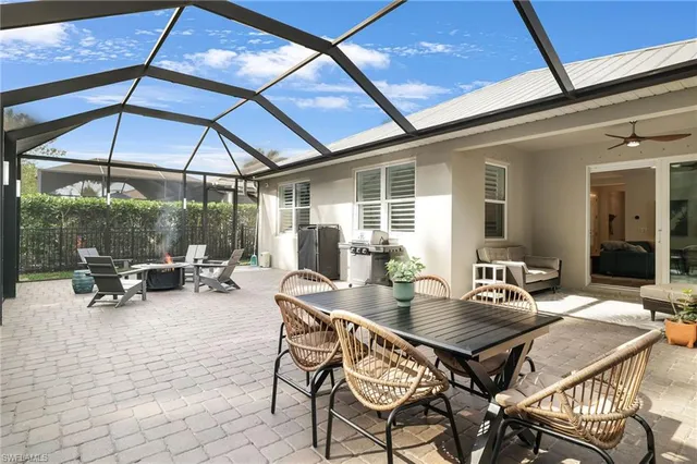 a view of an outdoor space with seating area