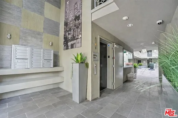 a view of parking garage with kitchen