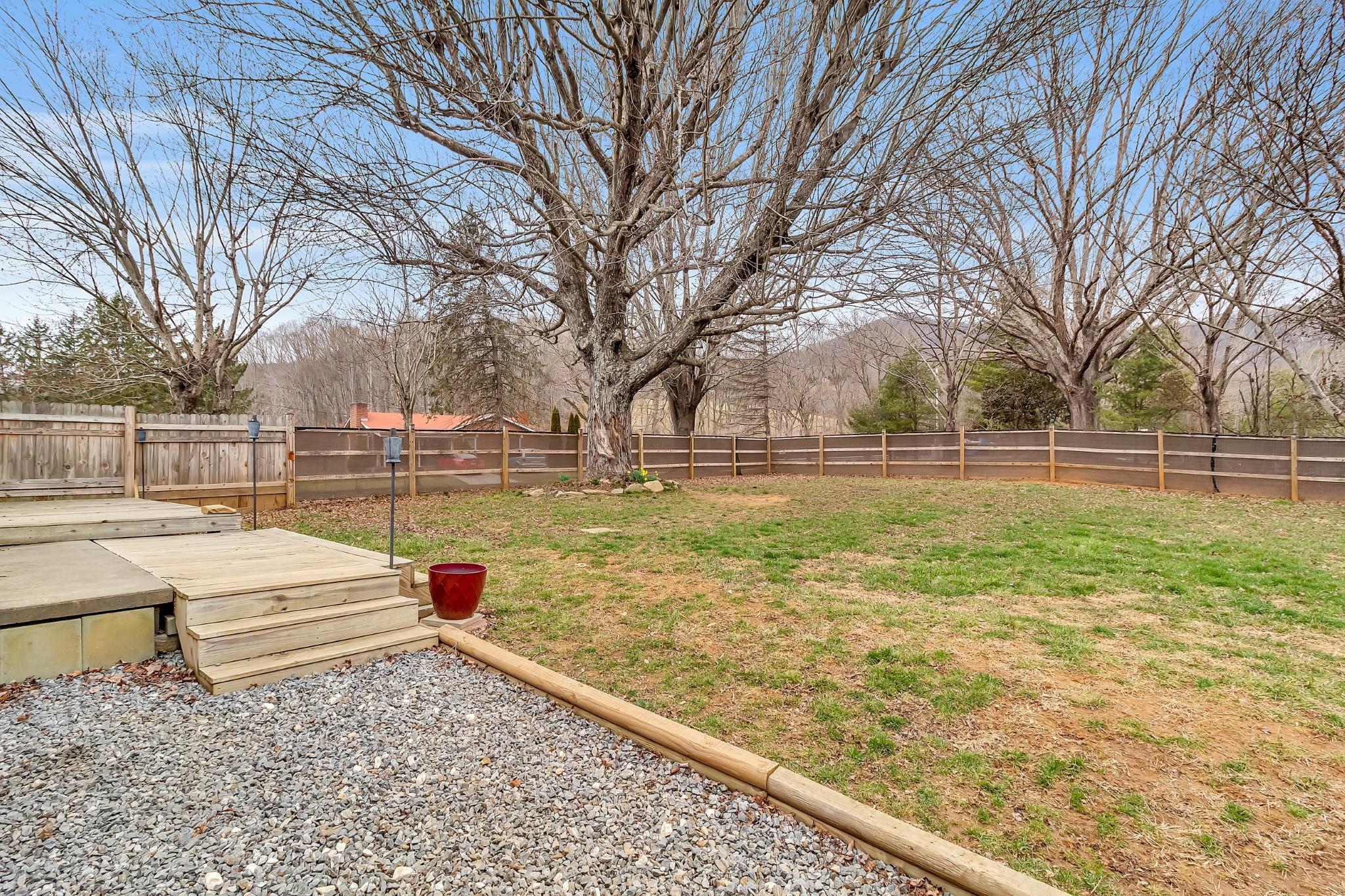 670 Thompson Cove Road Clyde, NC 28721 - Photo 35 of 45 a view of yard with wooden stairs and large trees