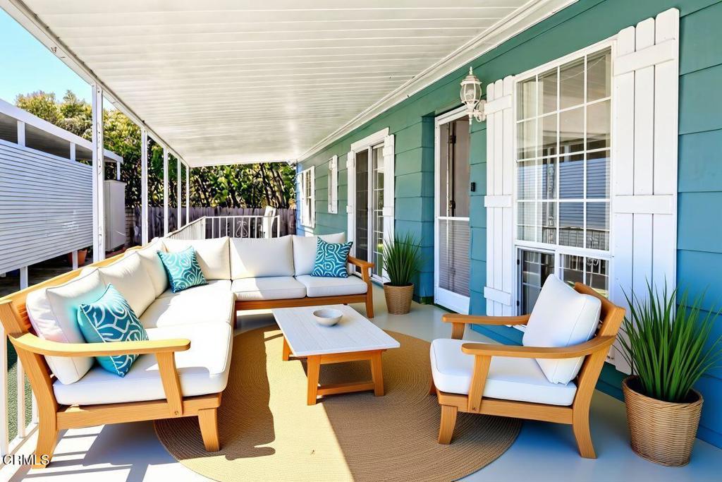 1202 Loma Drive, Unit 42 Ojai, CA 93023 - Photo 4 of 28 a outdoor space with patio the couches and a dining table with garden view