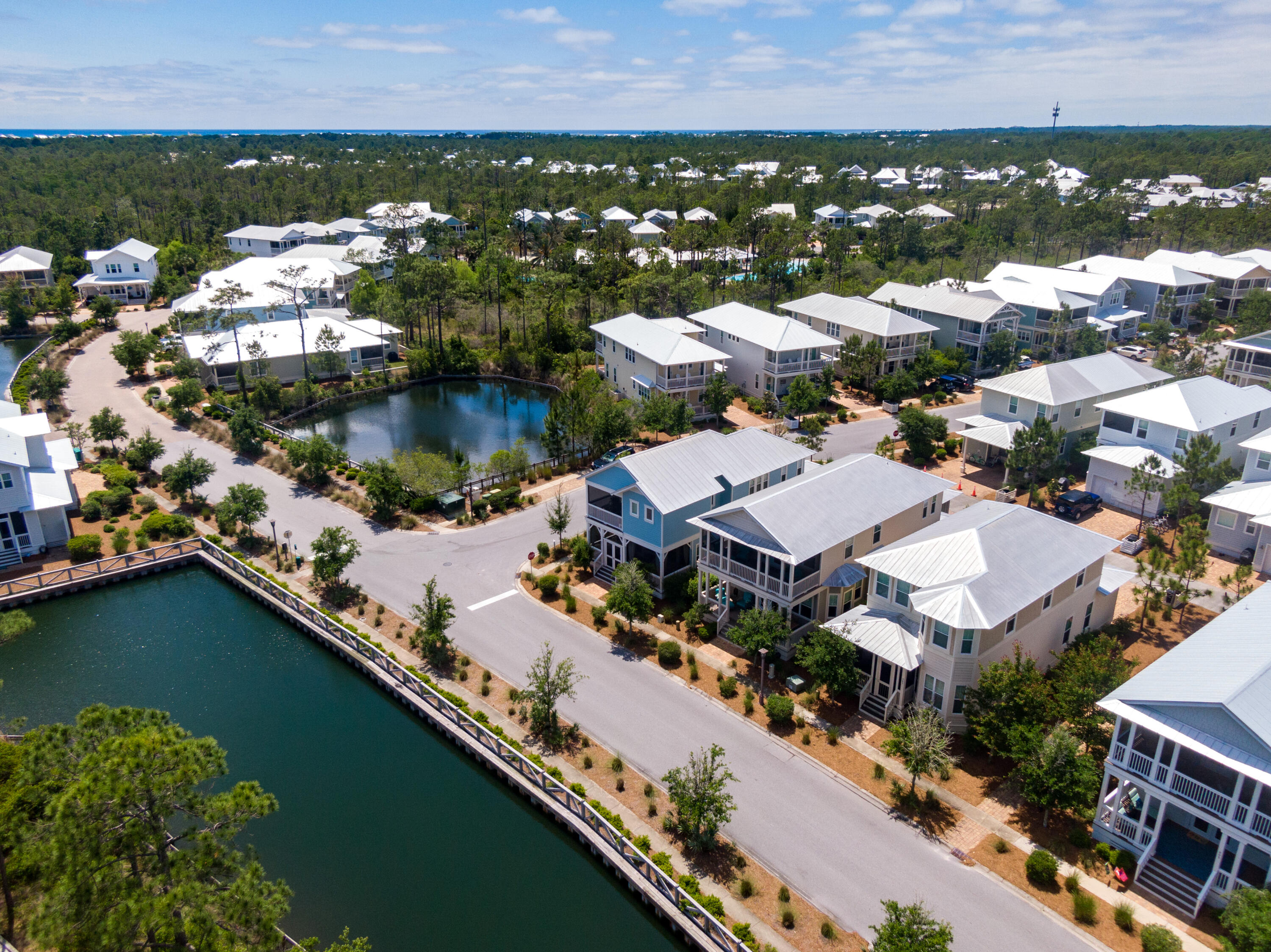 985 Sandgrass Boulevard Santa Rosa Beach, FL 32459 - Photo 65 of 65 an aerial view of residential houses with outdoor space and lake view