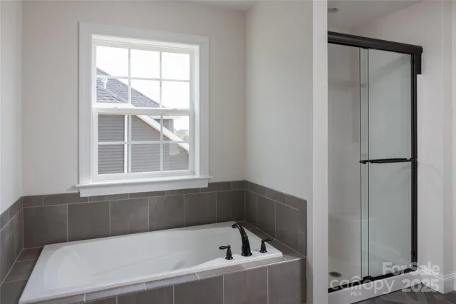 a bathroom with a bathtub