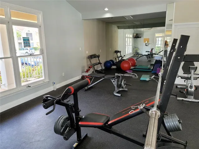 a view of a room with gym equipment
