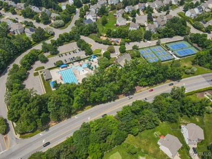 an aerial view of a house