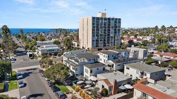an aerial view of a city
