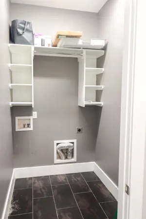 a view of a room with rack on the wall