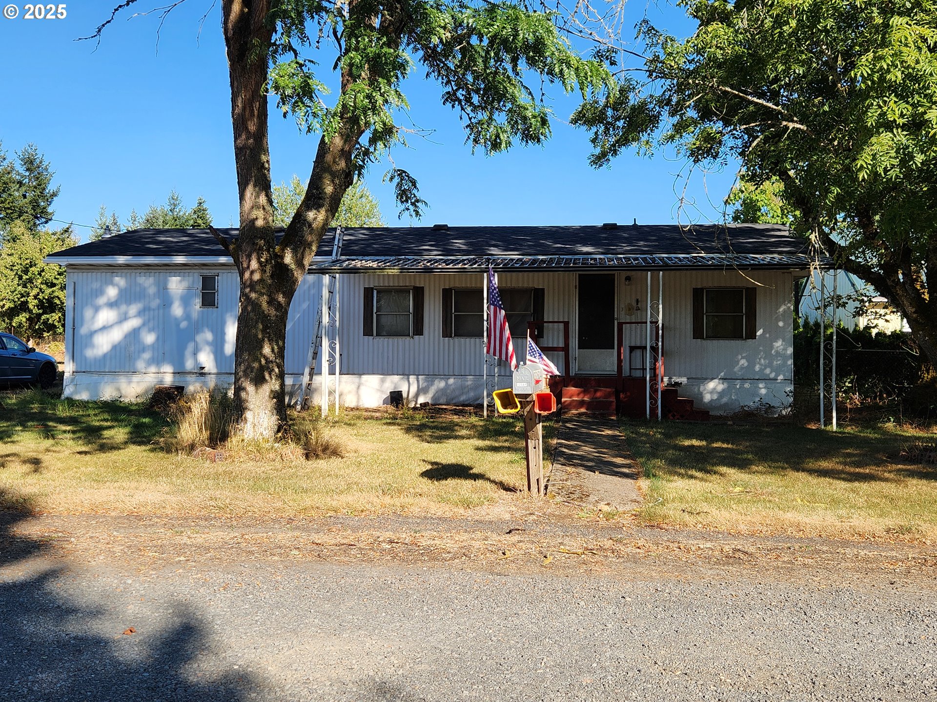 a view of a house with a patio