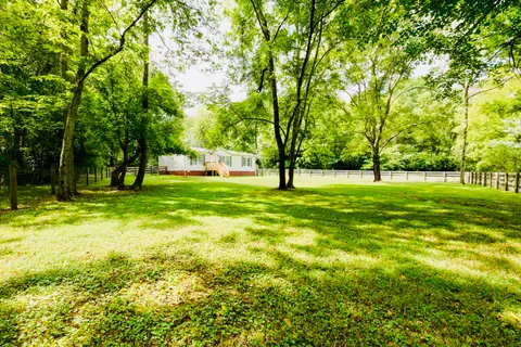 a view of field with trees in the background