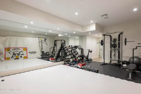 a view of a room with gym equipment