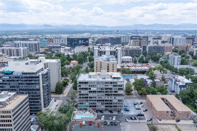 a view of a city with tall buildings