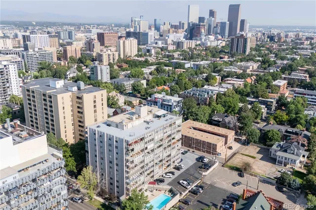 a view of a city that has tall buildings