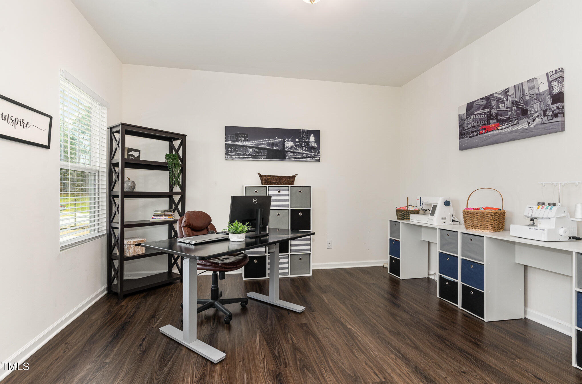 1040 Lippincott Road Durham, NC 27703 - Photo 16 of 43 a view of a workspace with furniture and wooden floor