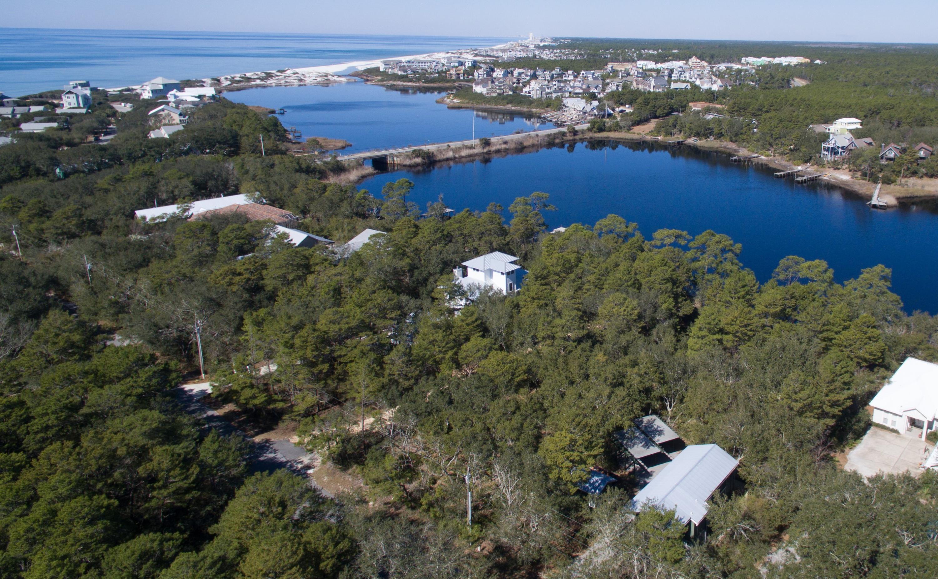 155 South Camp Creek Rd Inlet Beach Inlet Beach, FL 32461 - Photo 4 of 43 an aerial view of a house with a yard lake lake view