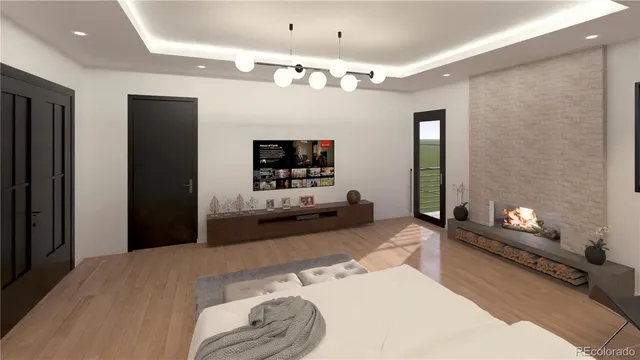 a bedroom with a bed and ceiling fan