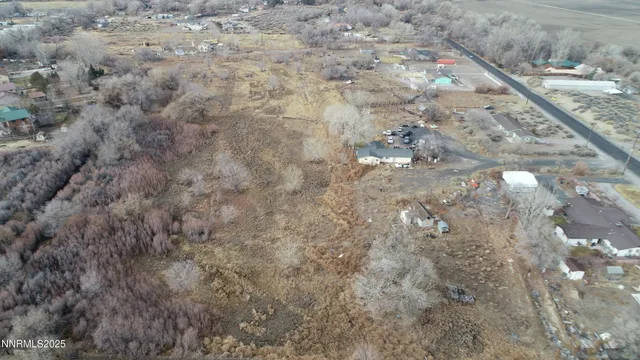 a view of a dry yard with trees