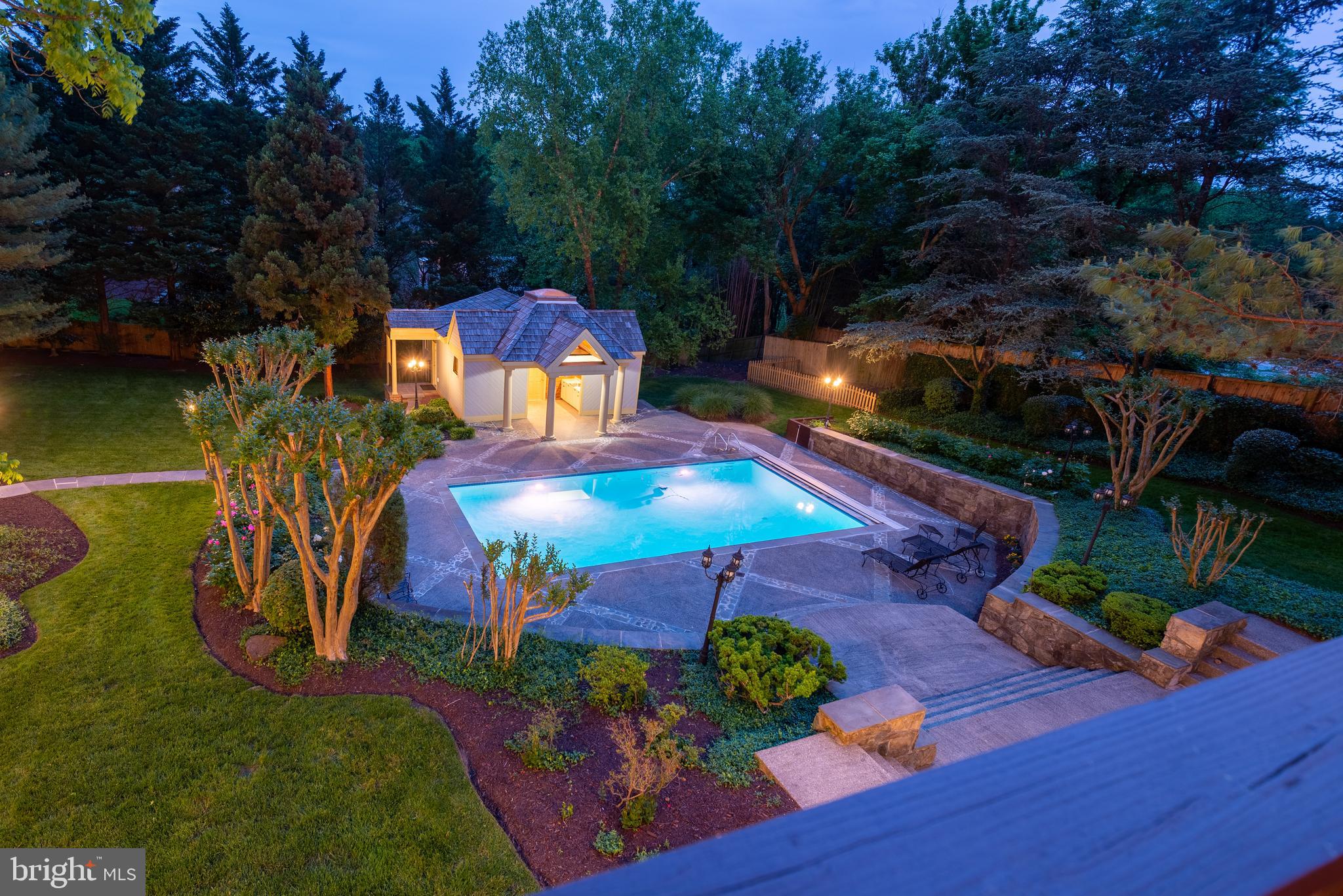 9621 River Road Potomac, MD 20854 - Photo 23 of 120 Arial shot at night of pool area