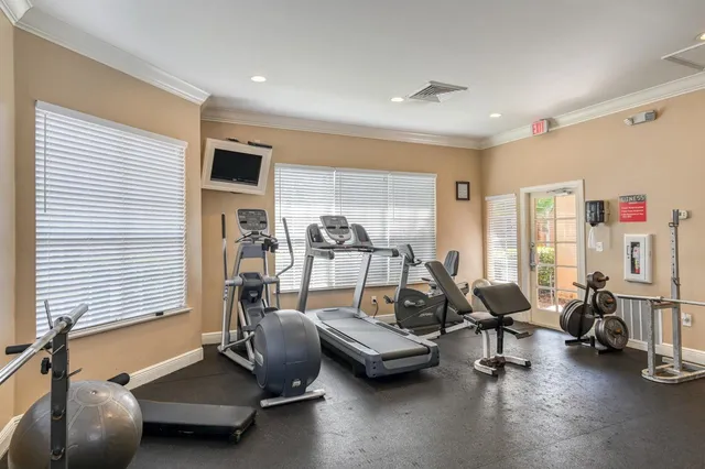 a room with gym equipment
