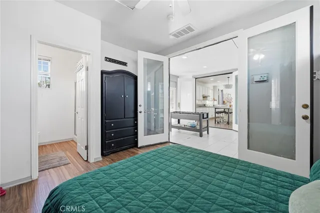 a view of a bedroom from the hallway