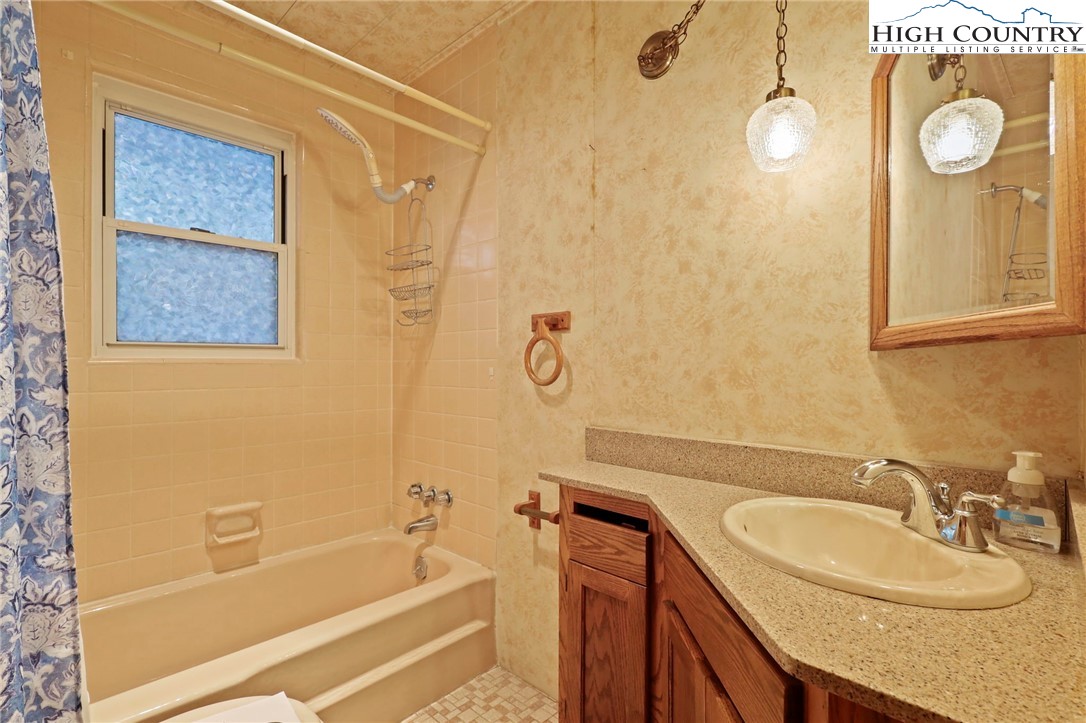 171 Jenny Lane Boone, NC 28607 - Photo 28 of 50 a bathroom with a sink a mirror a bathtub and vanity