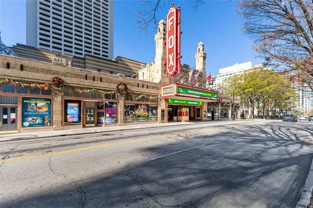 a view of a food mall next to a road