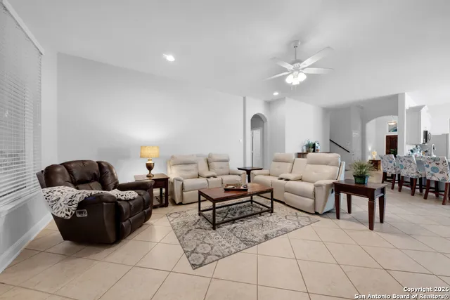 a living room with furniture