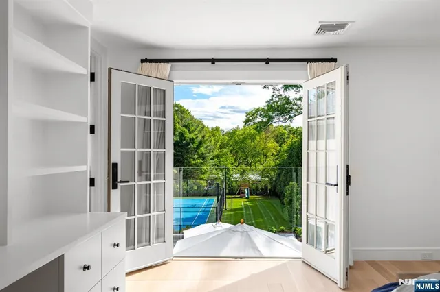 a view of balcony with garden