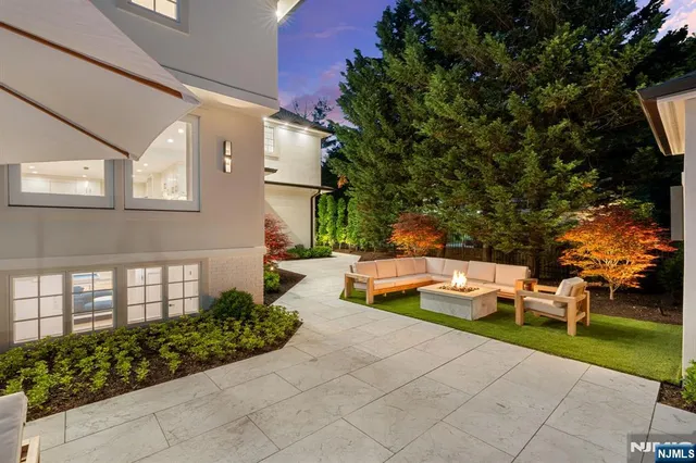 a view of a garage with stairs