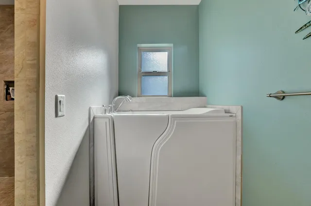 a dining room with furniture