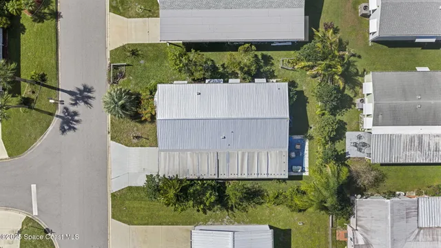 an aerial view of a house