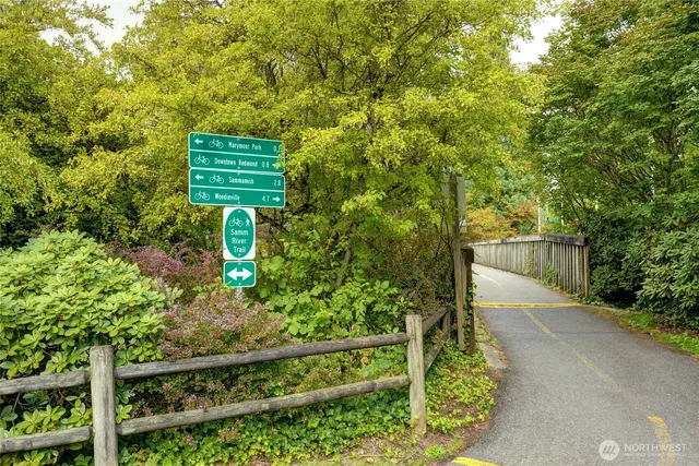 a view of a garden with pathway