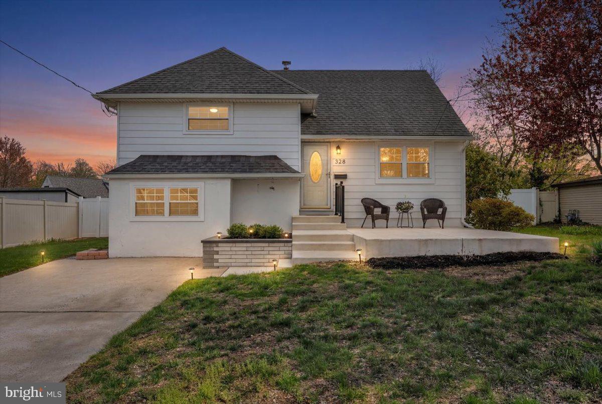Charming home at twilight glow.