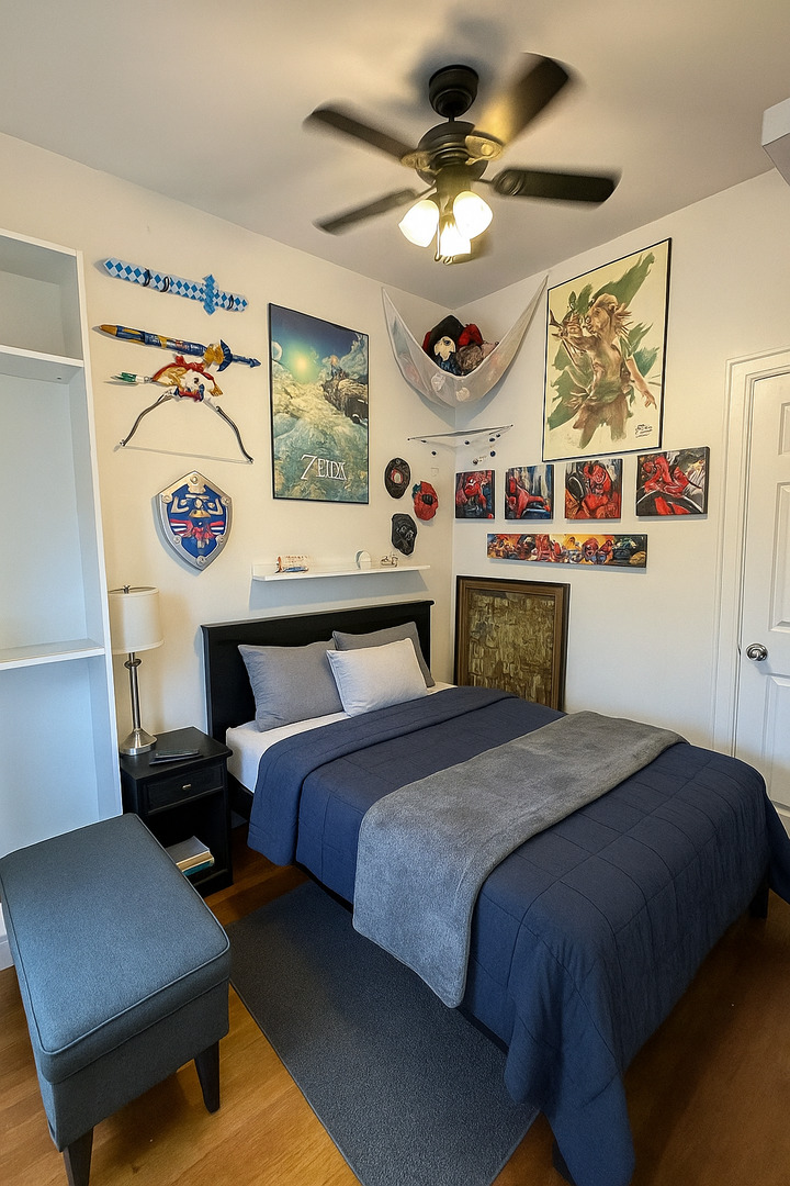 3252 West Crystal Street, Unit 2 Chicago, IL 60651 - Photo 8 of 13 a bedroom with a bed and a chandelier