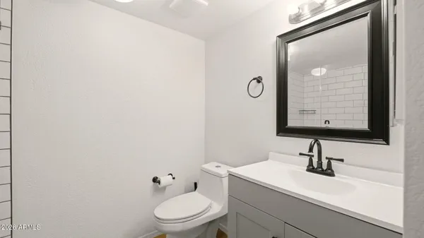 a bathroom with a toilet a sink and mirror