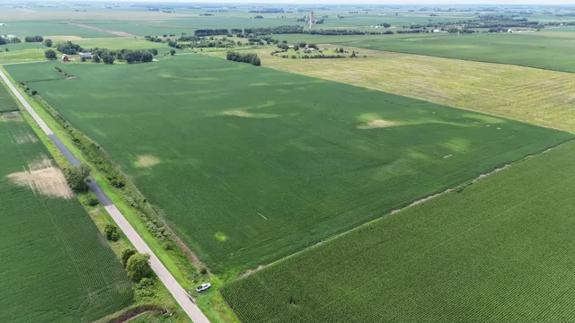 a view of a field with an ocean