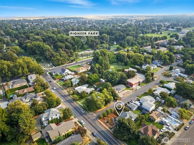 an aerial view of a house