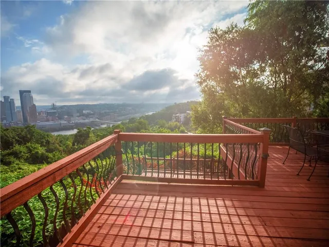 a terrace with city view