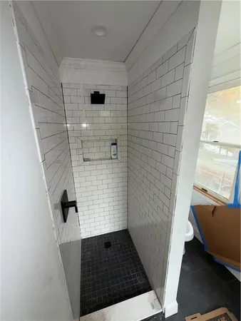a bathroom with a shower