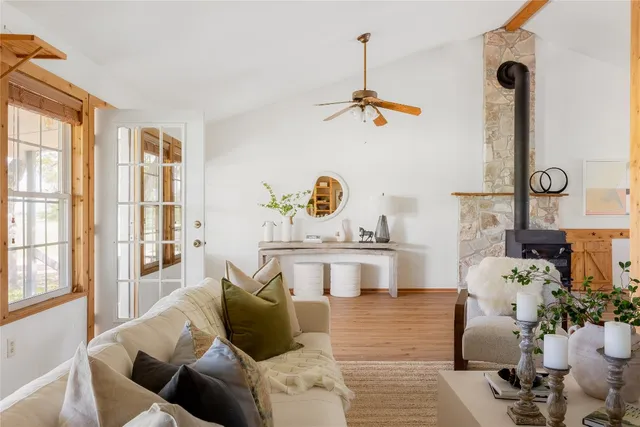 a living room with furniture and window
