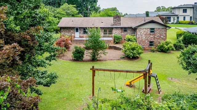an aerial view of a house