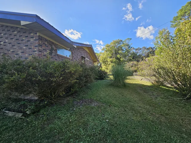 a view of back yard of the house