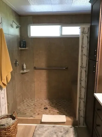 a bathroom with a shower