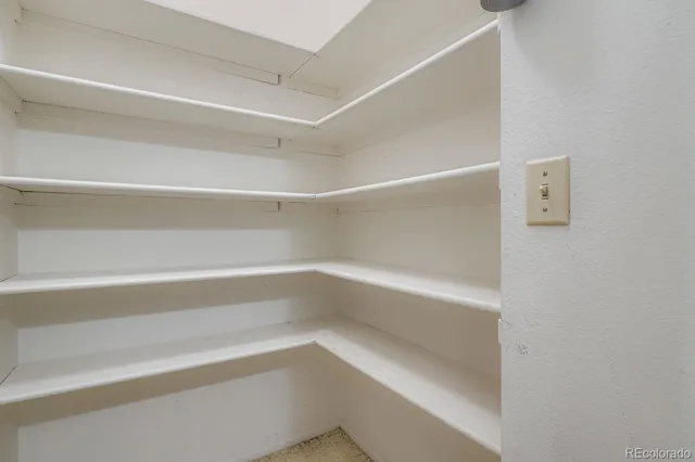 a view of an empty walk in closet