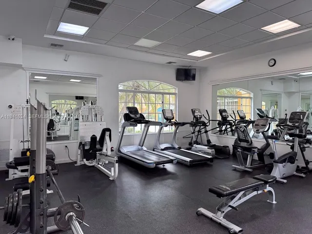 a view of a room with gym equipment
