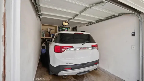 a car parked in a garage